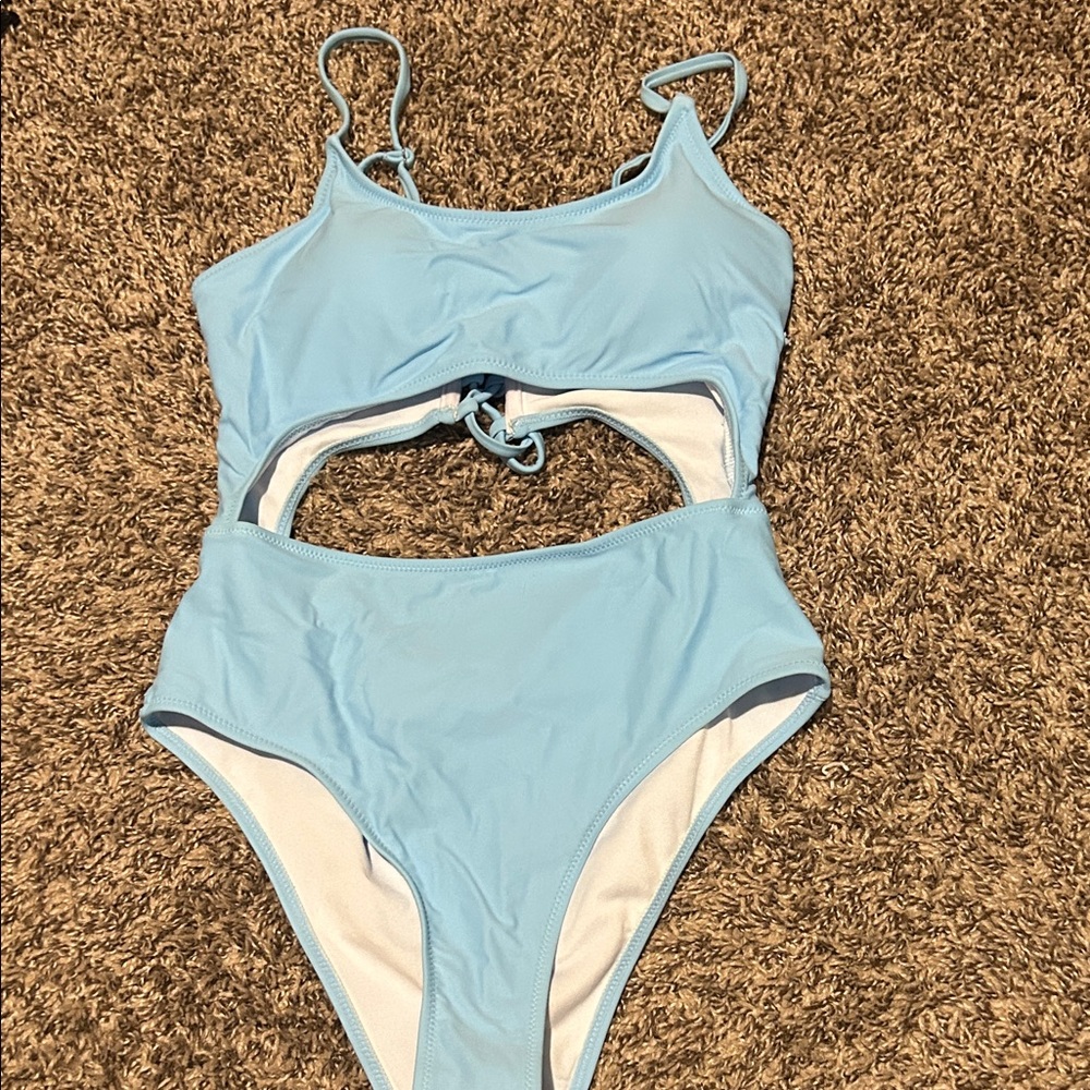 Light Blue Cutout Swimsuit